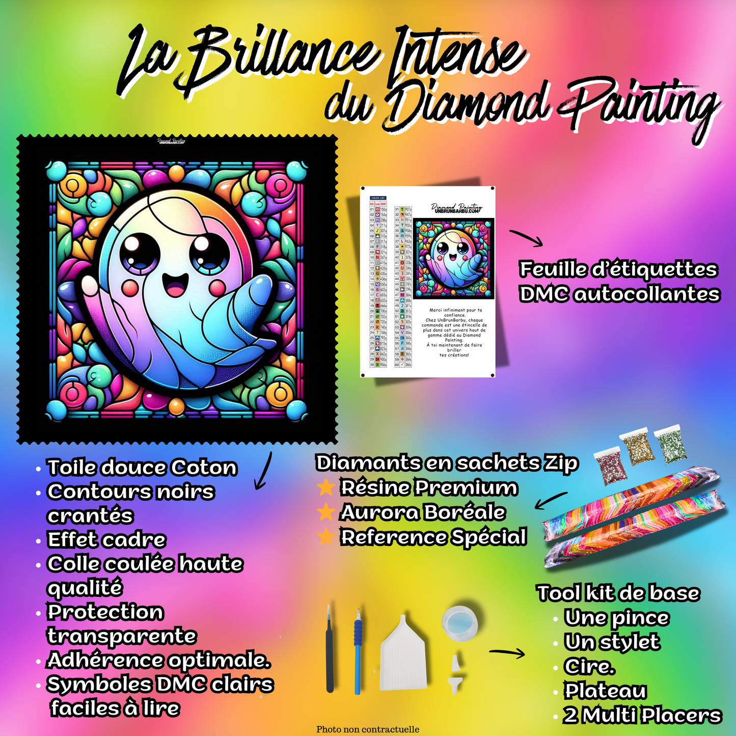 Diamond Painting - Fantôme Boo Coloré – 70×70 cm