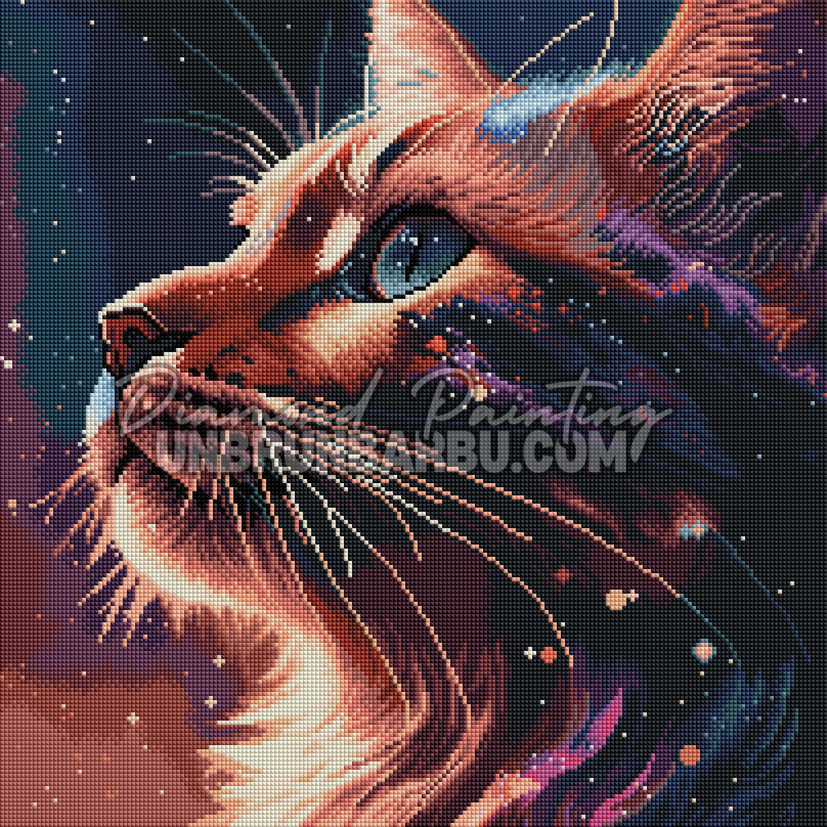 Diamond Painting – Chat au Pelage Cosmique - 50x50 cm