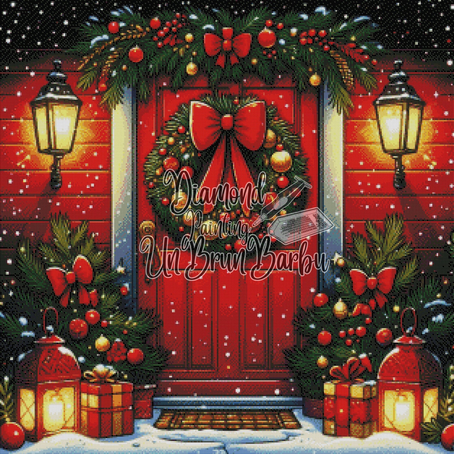 Bienvenue à la Maison pour Noël (80cm x 80cm)