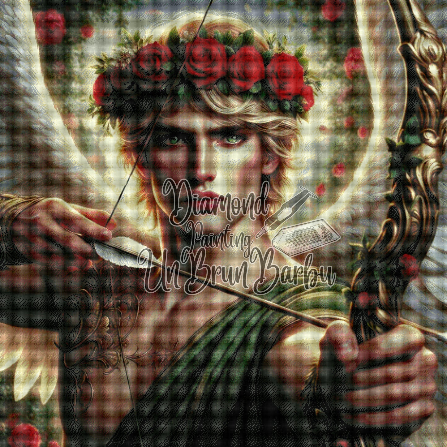 Cupidon, l’Archer des Roses Éternelles (120cm x 120cm)