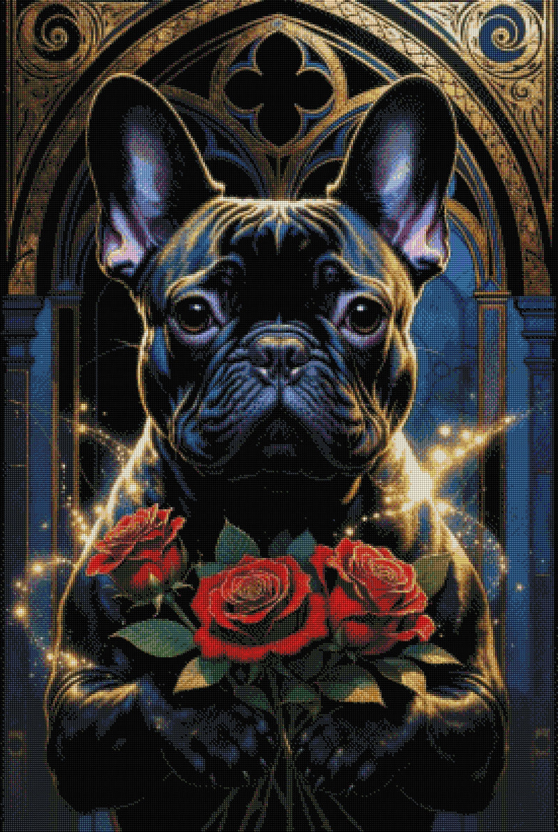 Diamond Painting - Bouledogue Français L'Offrande Florale (70cm x 105cm)