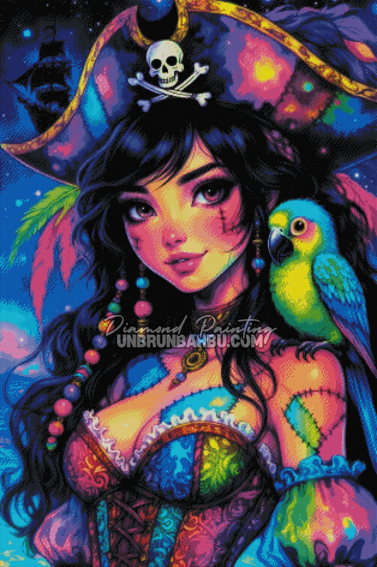 Diamond Painting - Capitaine Pirate & Perroquet de Fortune (80cm x 120cm)