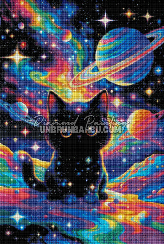 Diamond Painting - Chat Noir de la Voie Lactée (60cm x 90cm)
