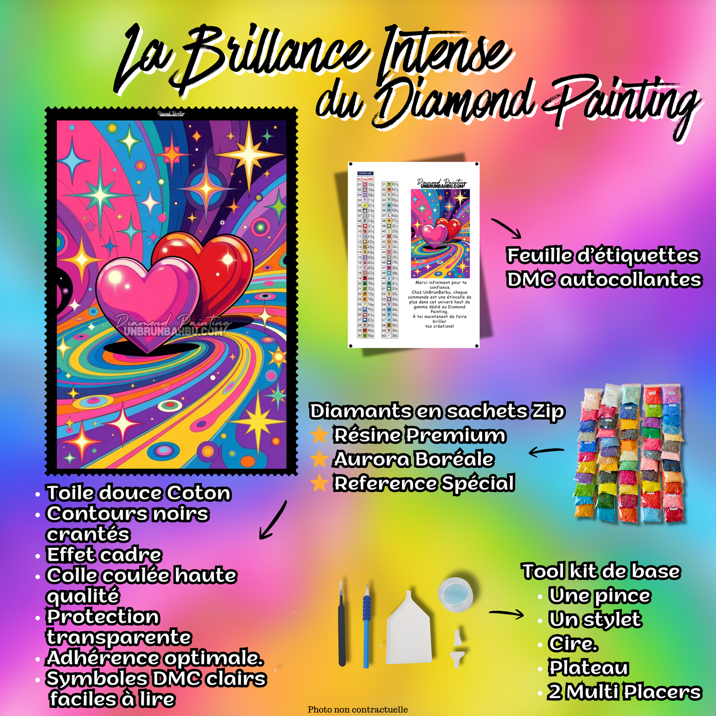 Diamond Painting - Deux Cœurs du Tourbillon (60cm x 90cm)