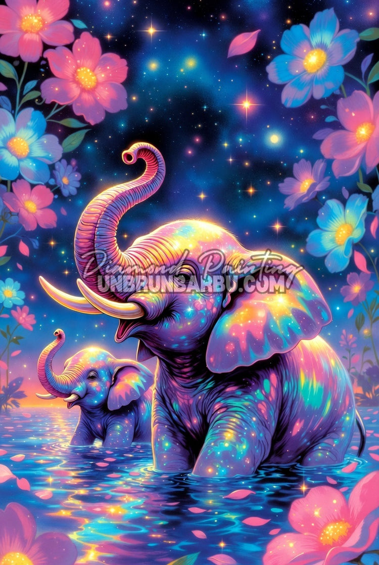 Diamond Painting - Instant Magique des Éléphants (70cm x 105cm)