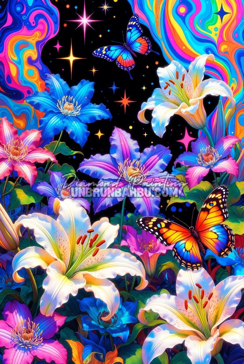 Diamond Painting - Jardin Cosmique aux Papillons (70cm x 105cm)