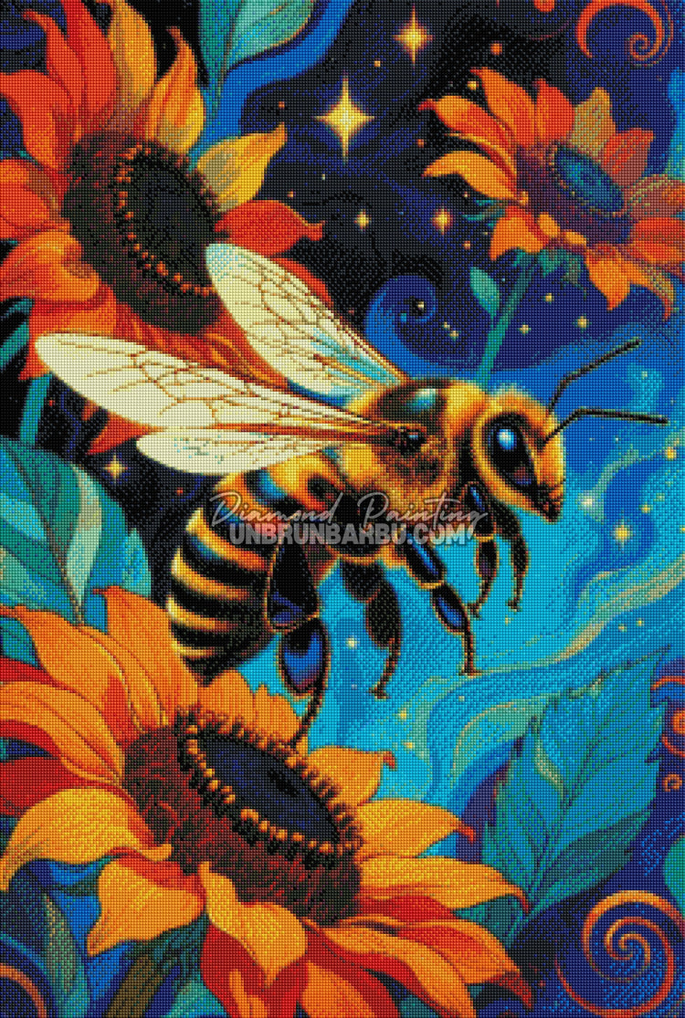 Diamond Painting - L’Abeille Tournesols & Cosmos (60cm x 90cm)