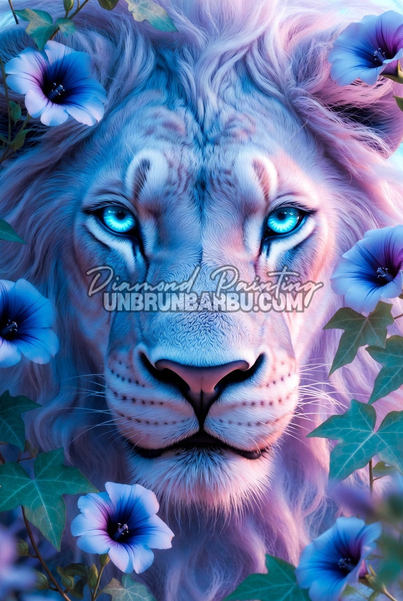 Diamond Painting - Lion de Cristal et de Pétales (70cm x 105cm)