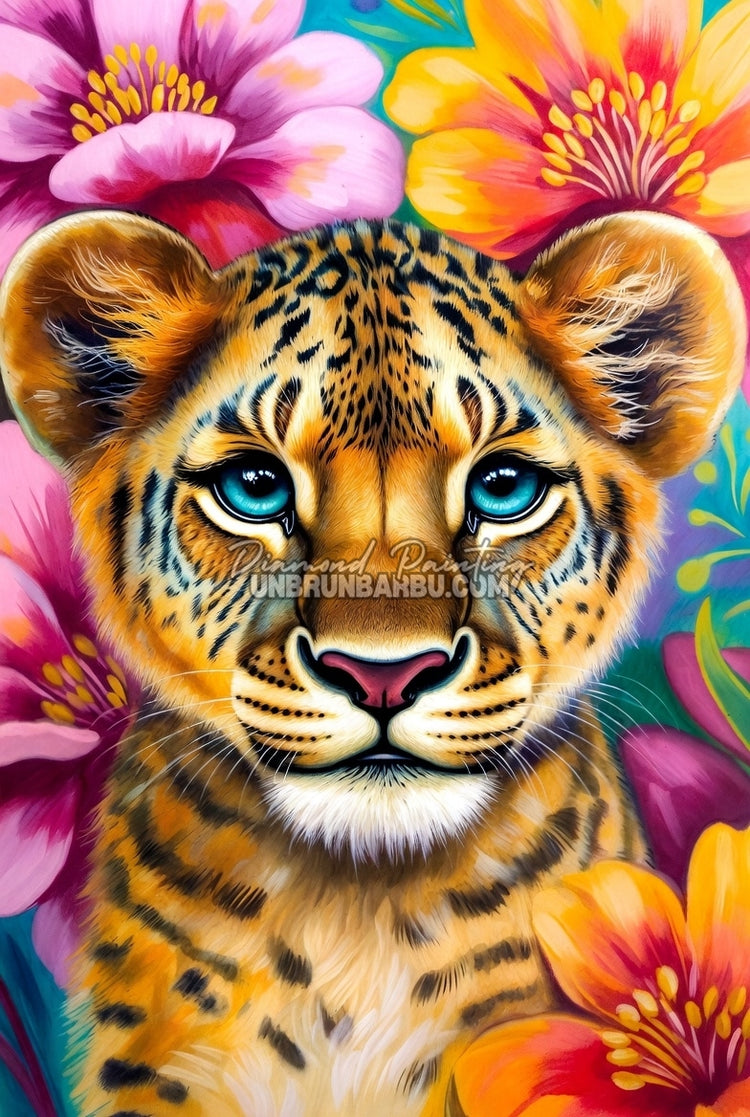 Diamond Painting - Petit Léopard Fleurissant (60cm x 90cm)