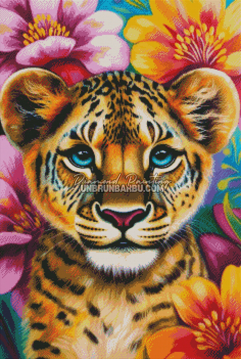 Diamond Painting - Petit Léopard Fleurissant (60cm x 90cm)