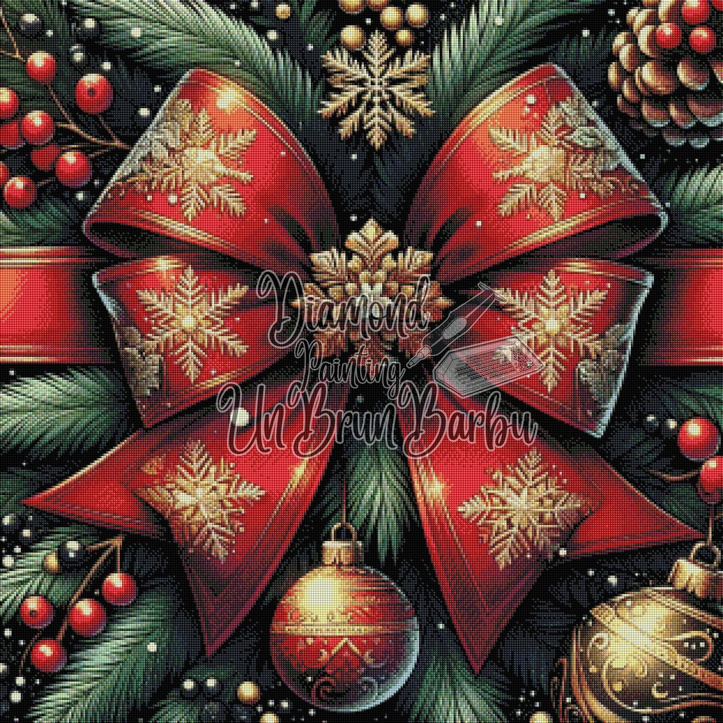 Élégance d'un Noël Traditionnel (80cm x 80cm)