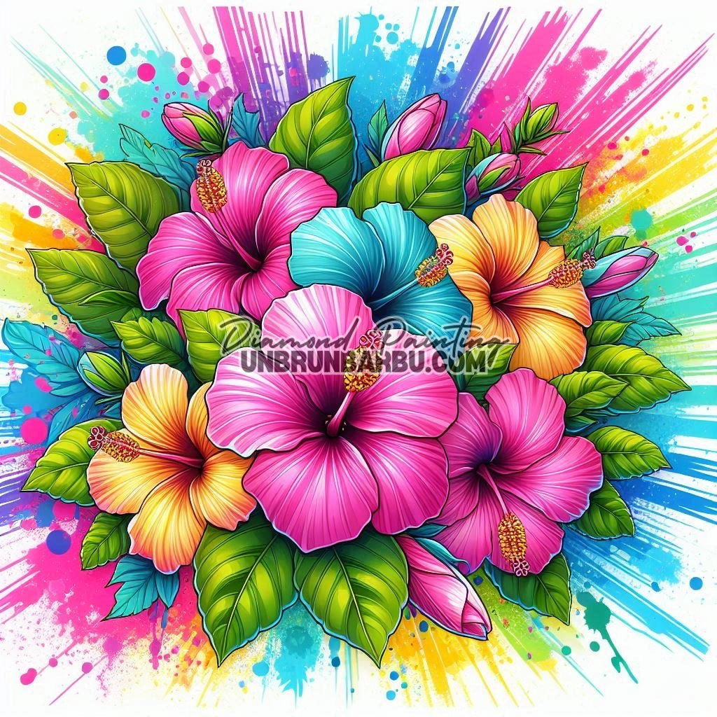 Explosion de Couleurs Tropicales (80cm x 80cm)