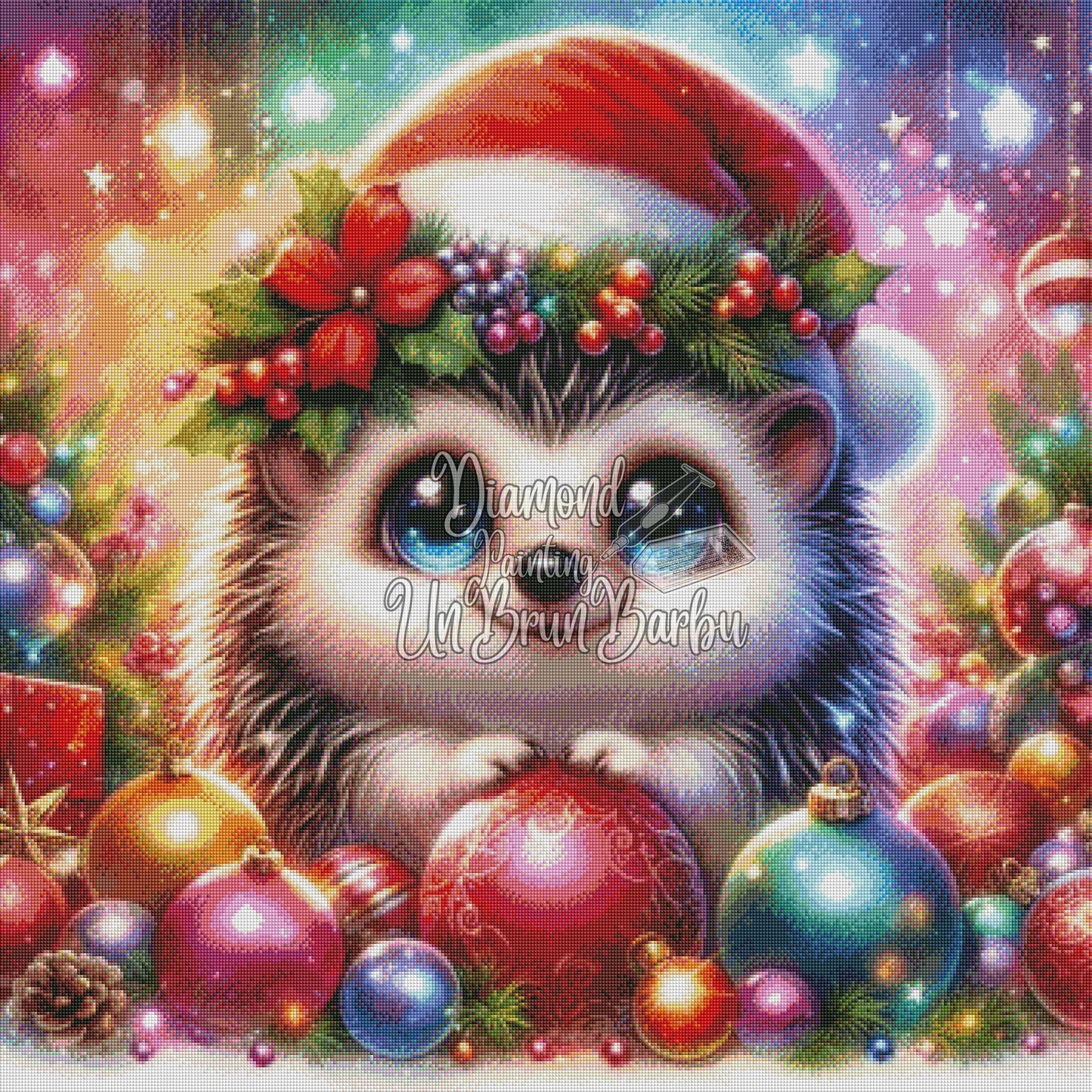 Hérisson et son Trésor de Noël (90cm x 90cm)