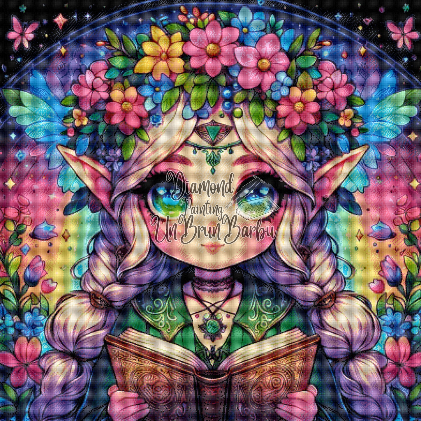 L’Elfe des Livres Enchantés (100cm x 100cm)