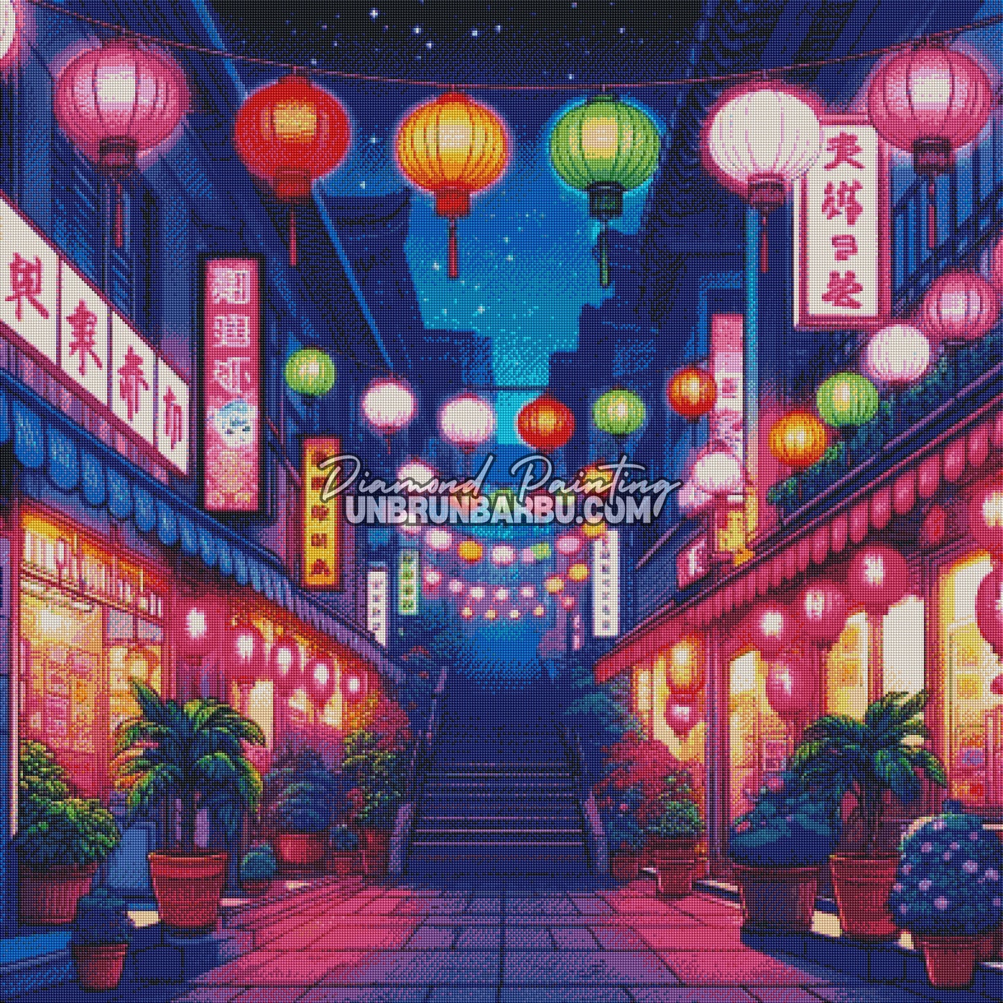 Lanternes du Crépuscule Enchanté (100cm x 100cm)