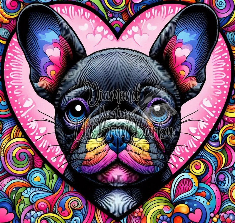Le Bouledogue 'Pop Art' au Cœur Vibrant (70cm x 70cm)