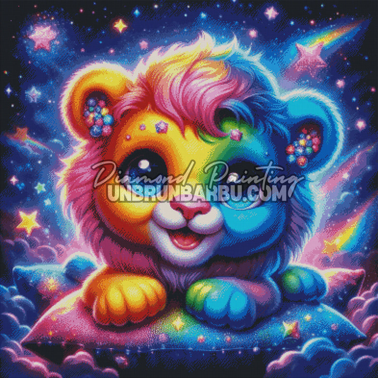 Le Lionceau Arc-en-Ciel des Étoiles (100cm x 100cm)