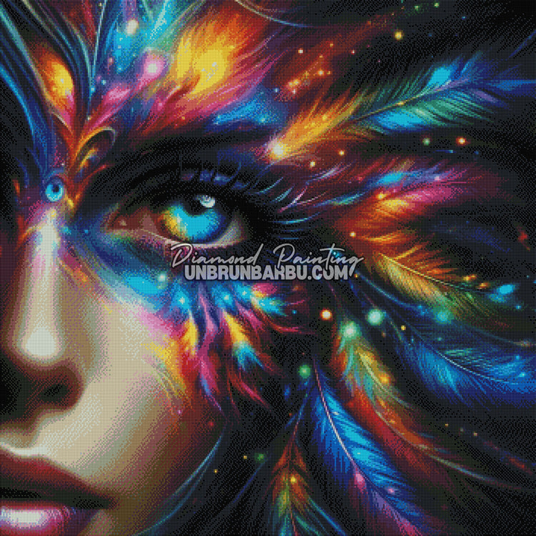 Le Masque des Plumes d’Aurore (90cm x 90cm)