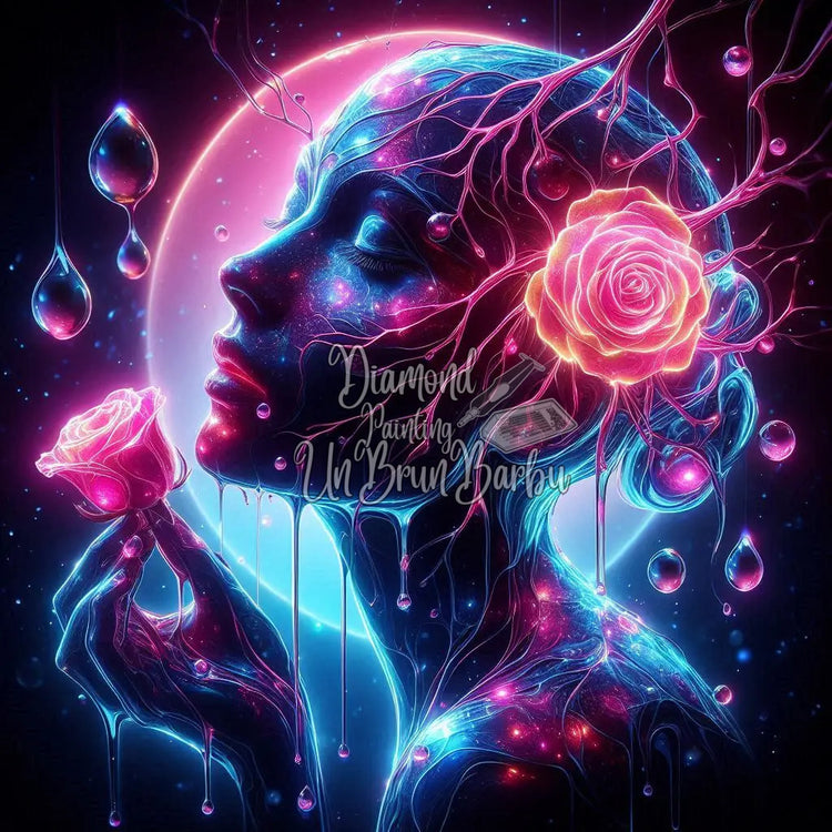 Muse Cosmique aux Roses Néon (90cm x 90cm)