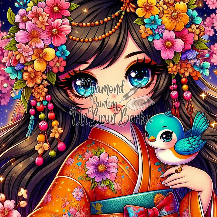 Princesse Chibi au Festival des Fleurs (80cm x 80cm)