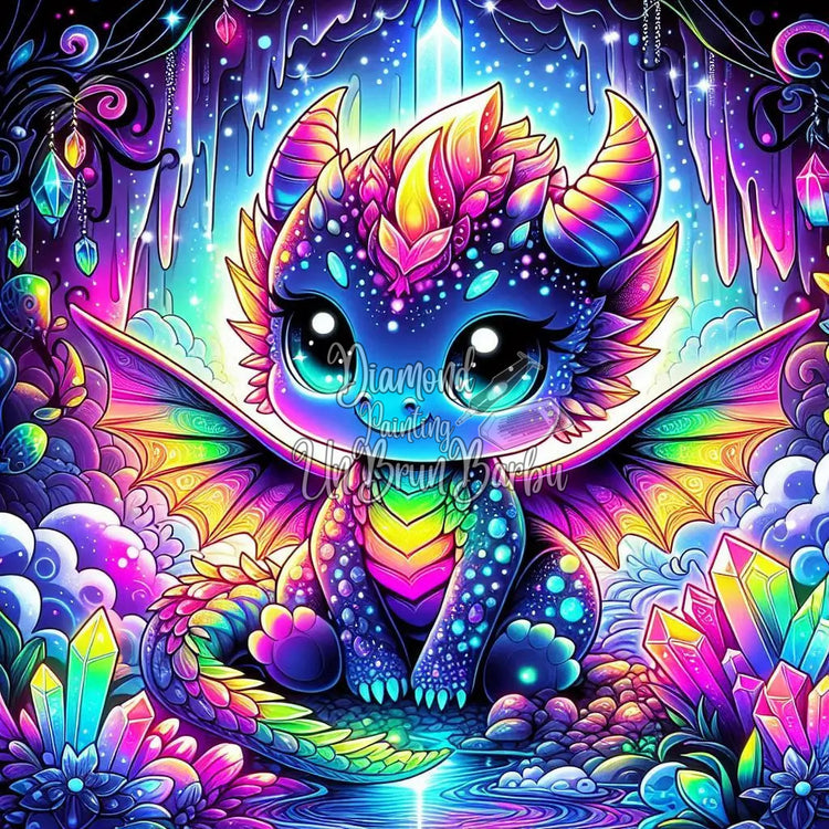 Rêve Dragon et Pierres Précieuses (80cm x 80cm)