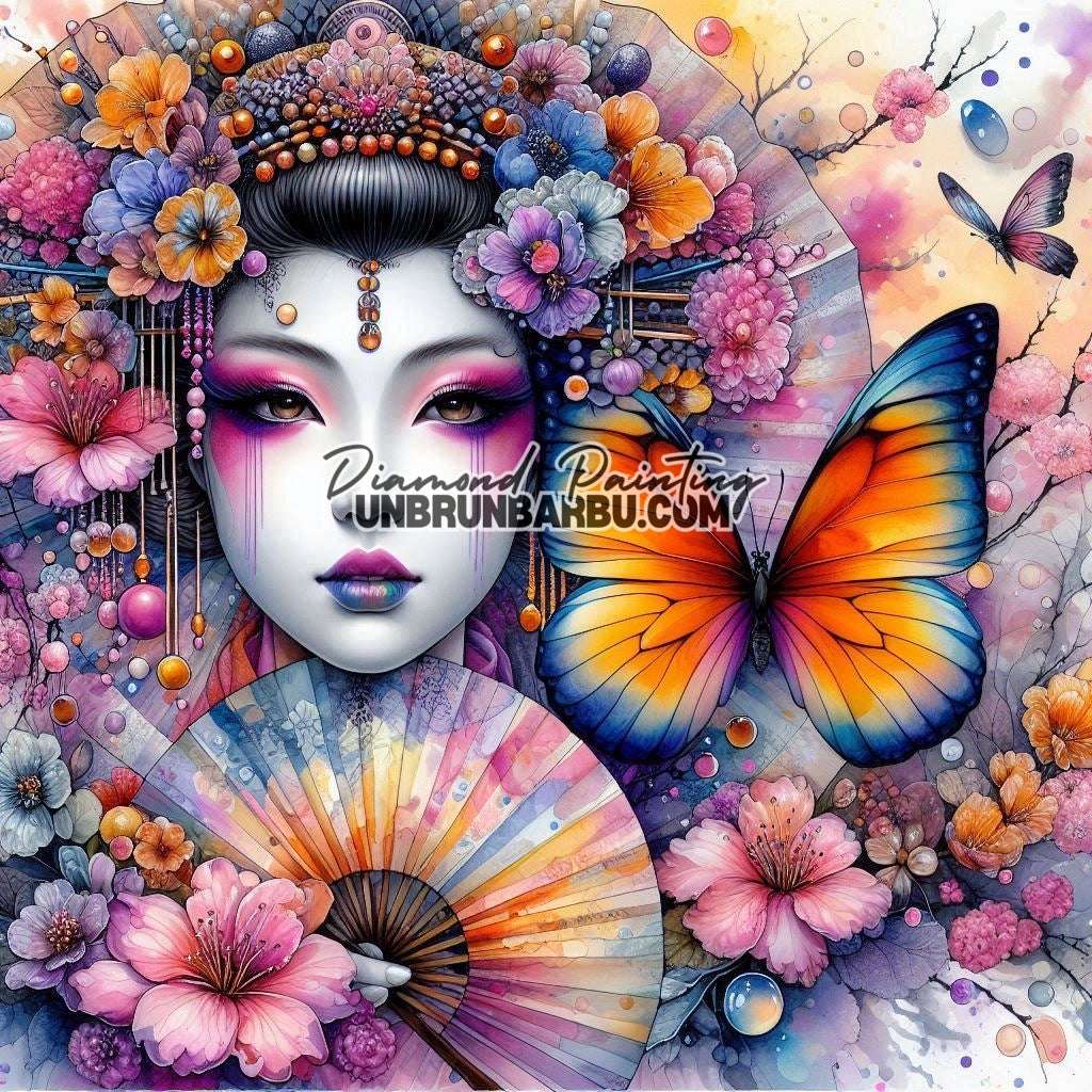 Rêve du Papillon et de l'Éventail (100cm x 100cm)