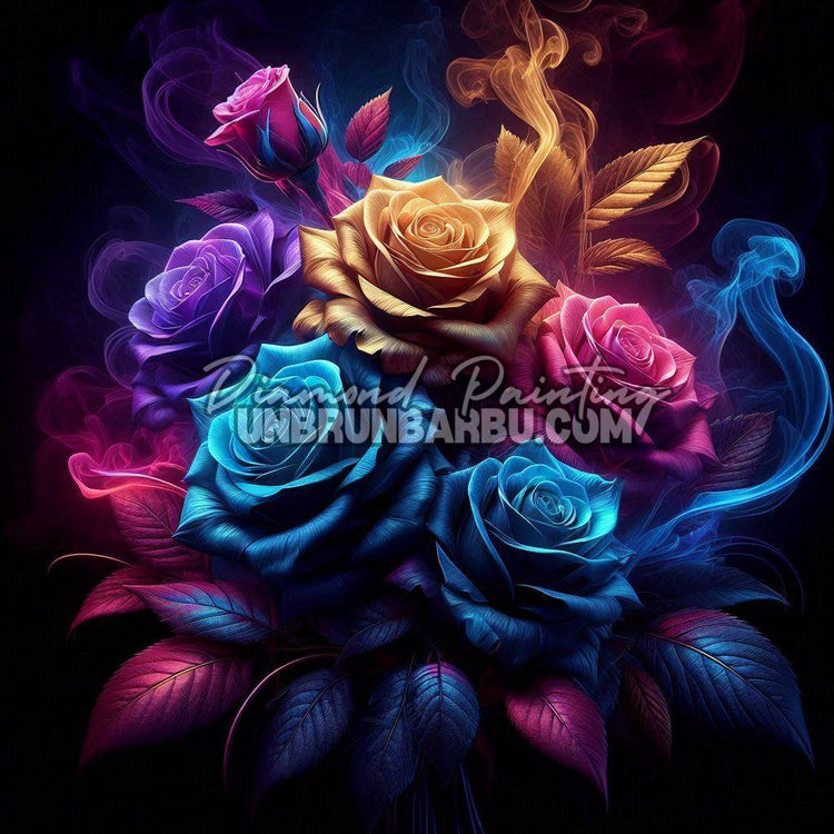 Roses de Lumière et de Fumée (100cm x 100cm)