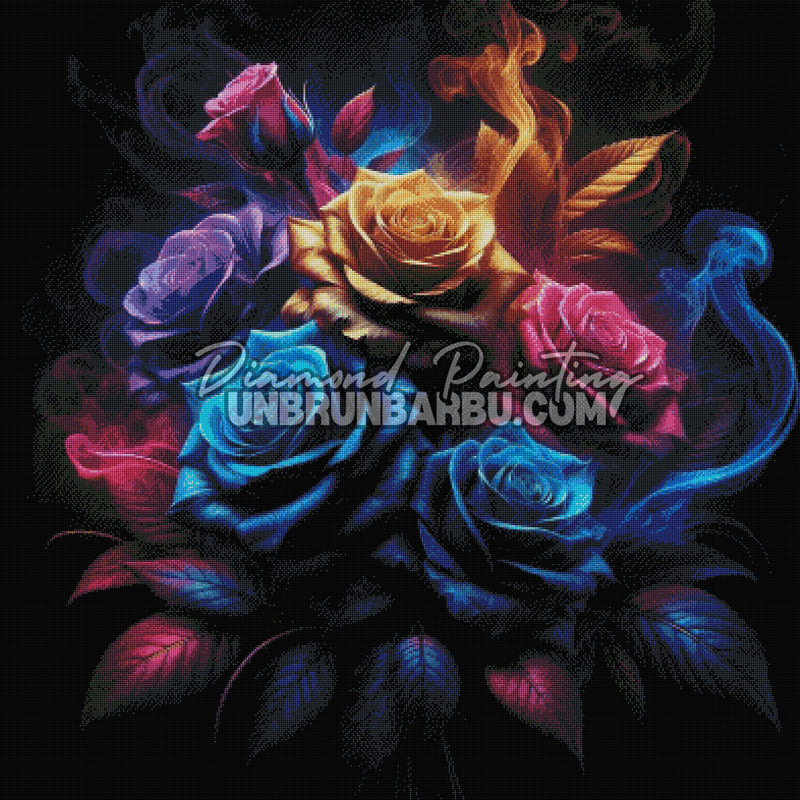 Roses de Lumière et de Fumée (100cm x 100cm)