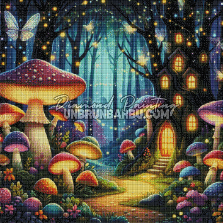 Sentier Secret des Champignons Lumineux (90cm x 90cm)