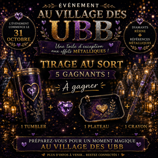 Tirage au sort Au Village des UBB avec cinq gagnants remportant un tumbler, un plateau et un crayon au choix