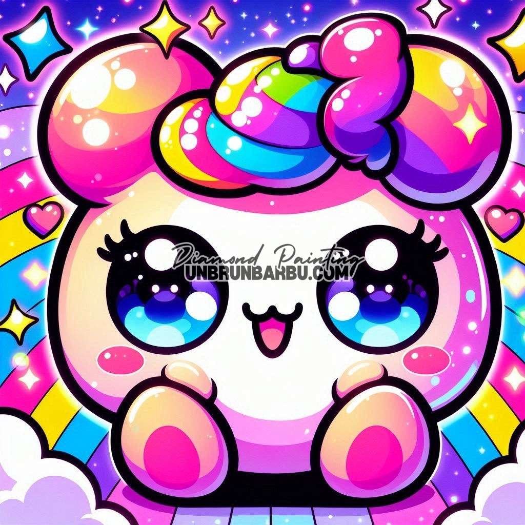 Adorable créature arc - en - ciel (60cm x 60cm) - UnBrunBarbu