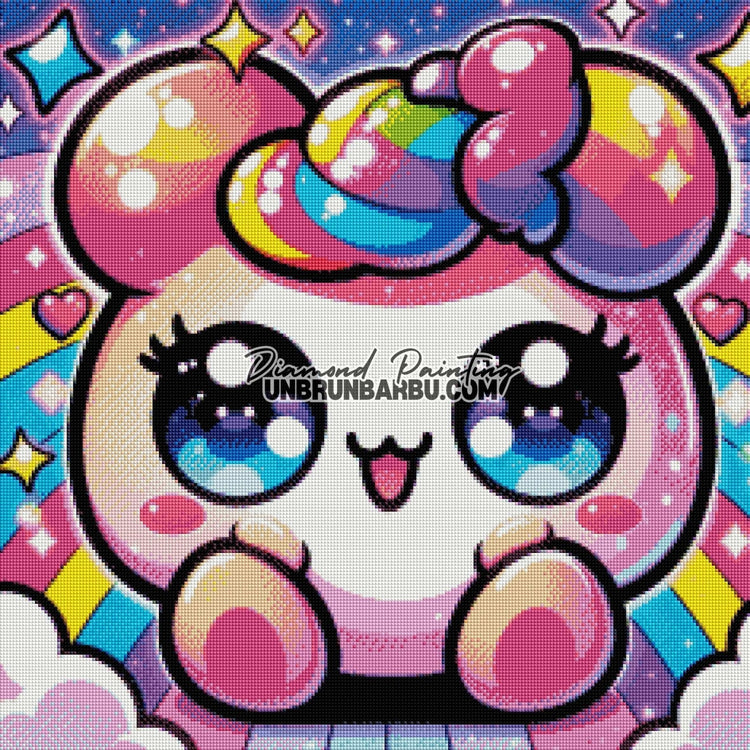 Adorable créature arc - en - ciel (60cm x 60cm) - UnBrunBarbu