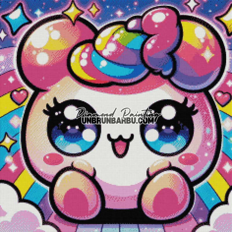 Adorable créature arc - en - ciel (60cm x 60cm) - UnBrunBarbu