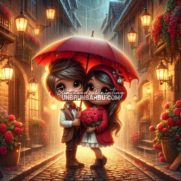 Amour sous la Pluie (120cm x 120cm) - UnBrunBarbu