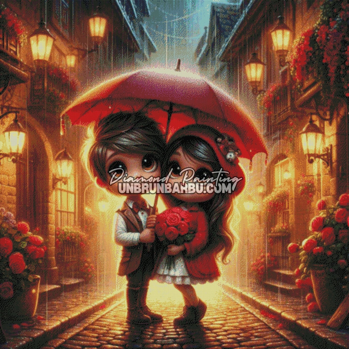 Amour sous la Pluie (120cm x 120cm) - UnBrunBarbu