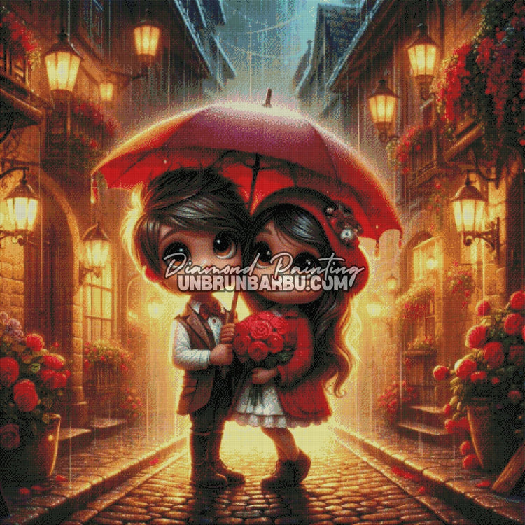 Amour sous la Pluie (120cm x 120cm) - UnBrunBarbu
