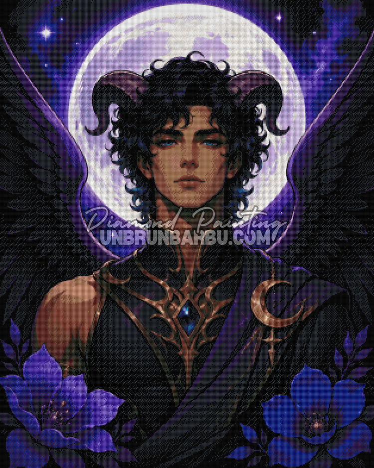 diamond painting ange noir sous etoiles rendu diamante 80x100