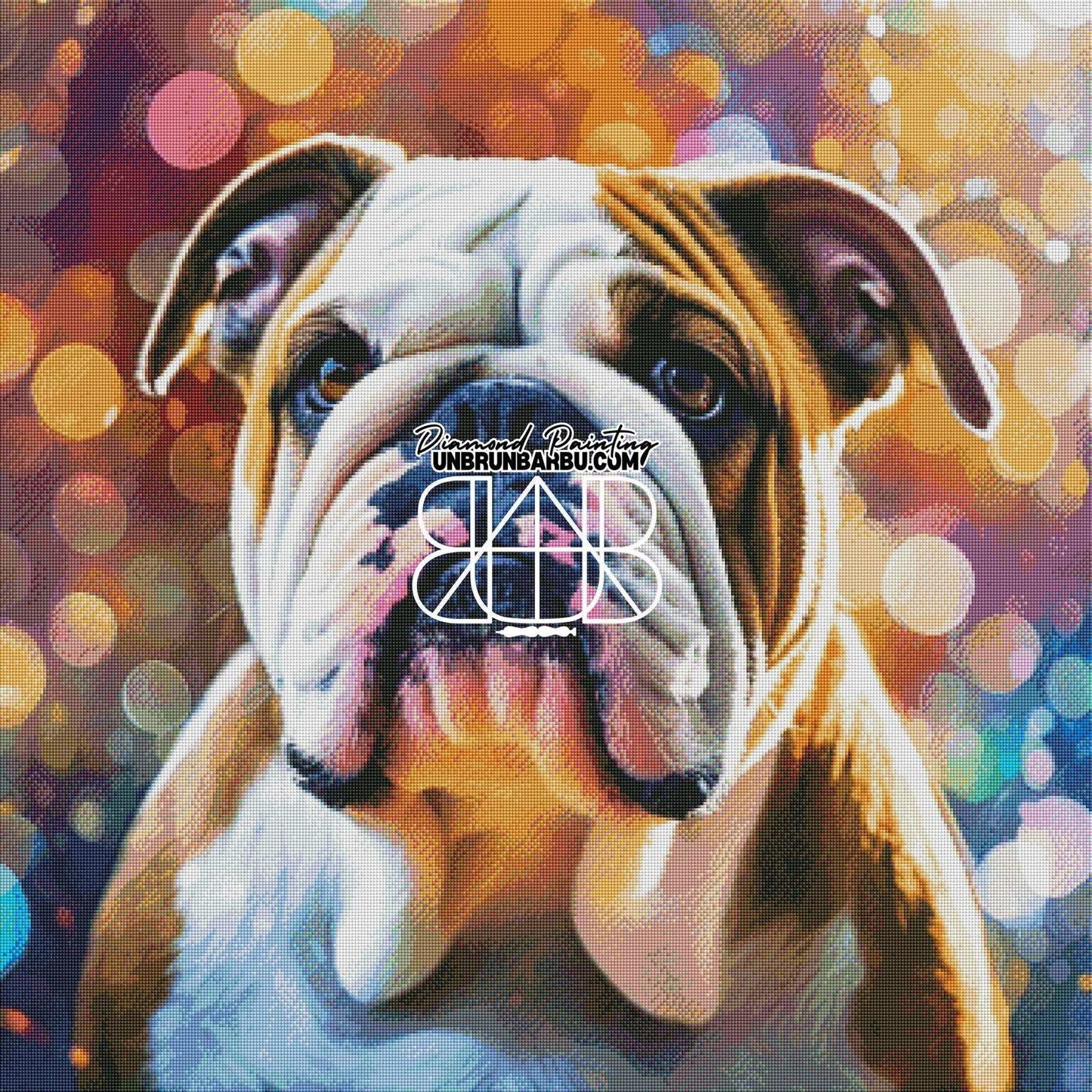 Bulldog Anglais, Lumières Bokeh (90cm x 90cm) - UnBrunBarbu