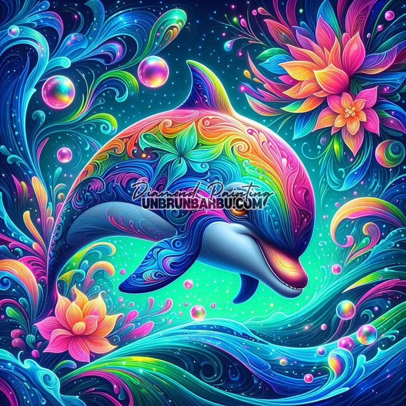 Chant du Dauphin Mystique (80cm x 80cm) - UnBrunBarbu