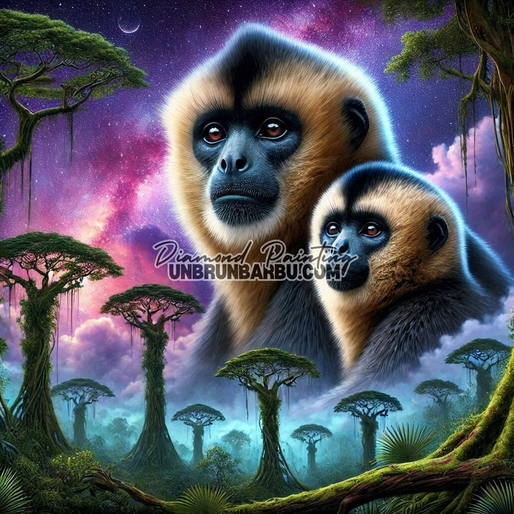 Chant Silencieux des Gibbons (100cm x 100cm) - UnBrunBarbu