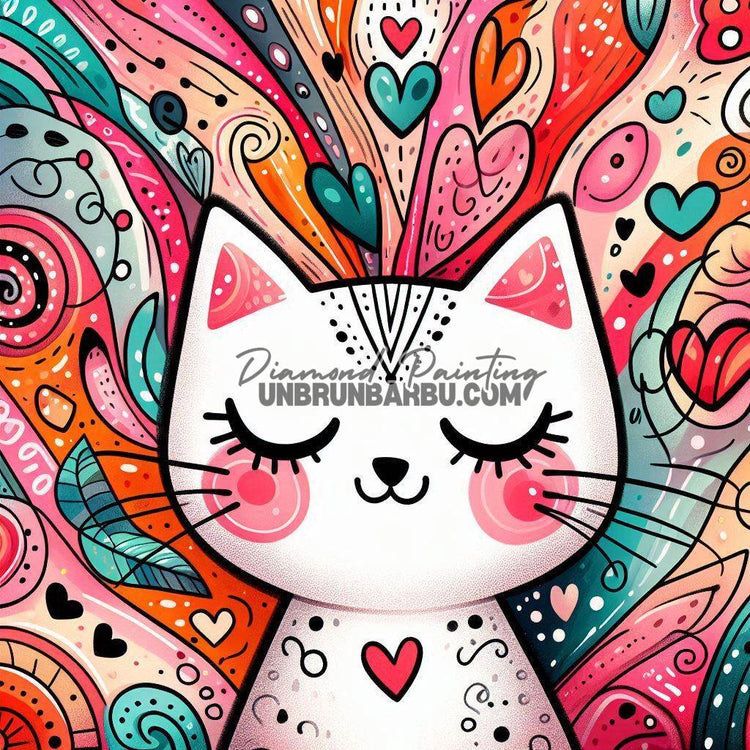 Chaton au Cœur d’Amour (50cm x 50cm) - UnBrunBarbu
