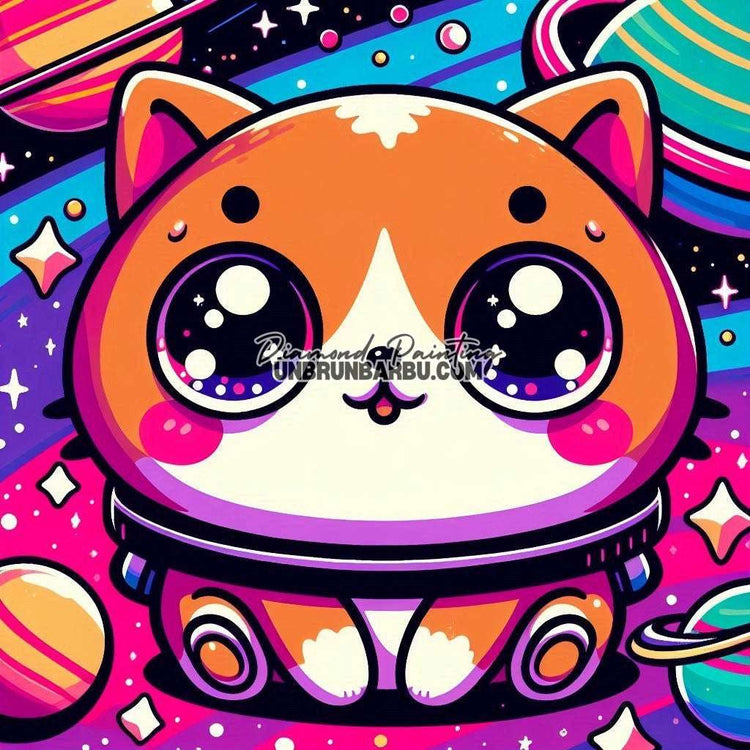 Chaton Cosmonaute, Aventure Galactique (40cm x 40cm) - UnBrunBarbu