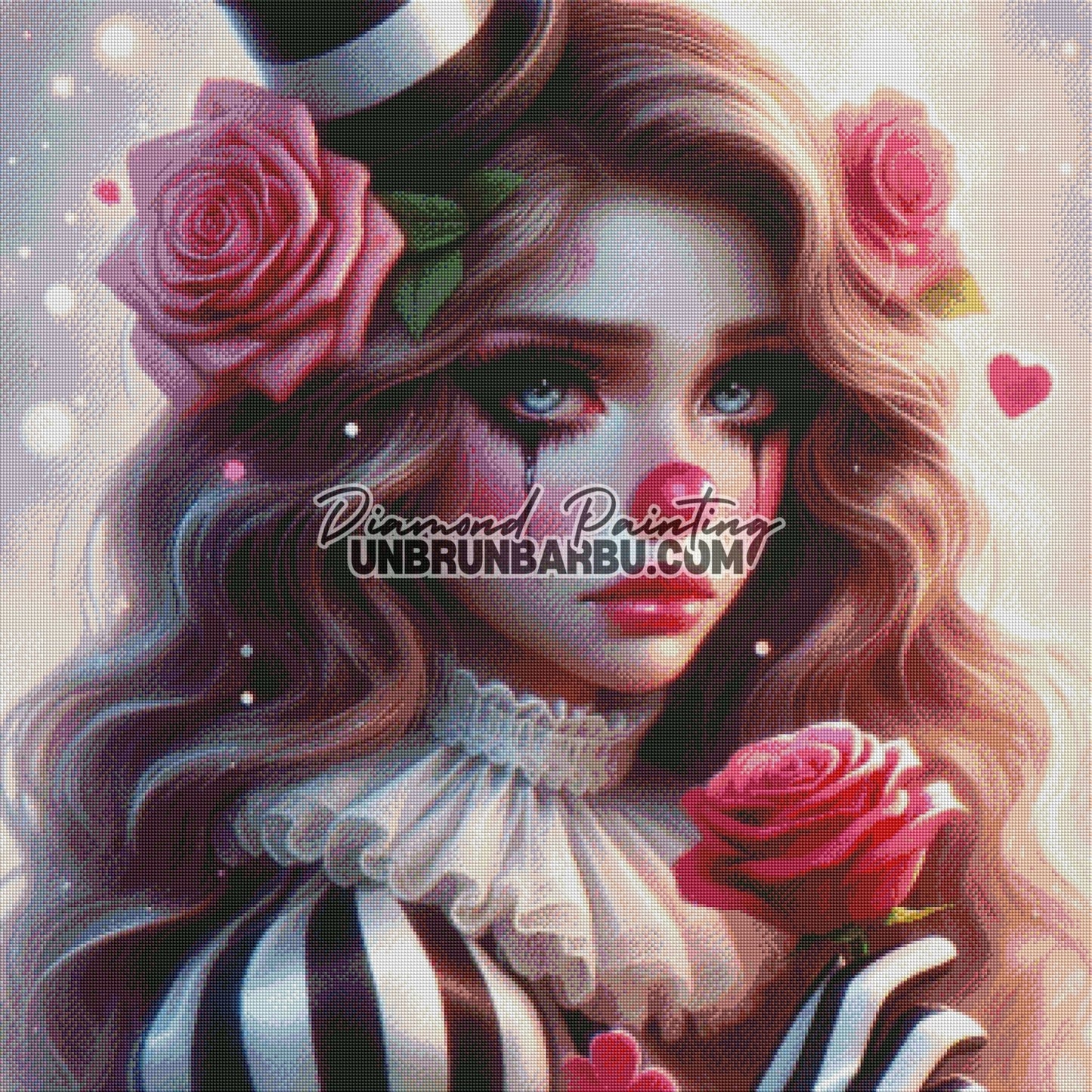 Clownesse aux Roses Écarlates (90cm x 90cm) - UnBrunBarbu