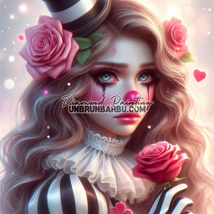 Clownesse aux Roses Écarlates (90cm x 90cm) - UnBrunBarbu