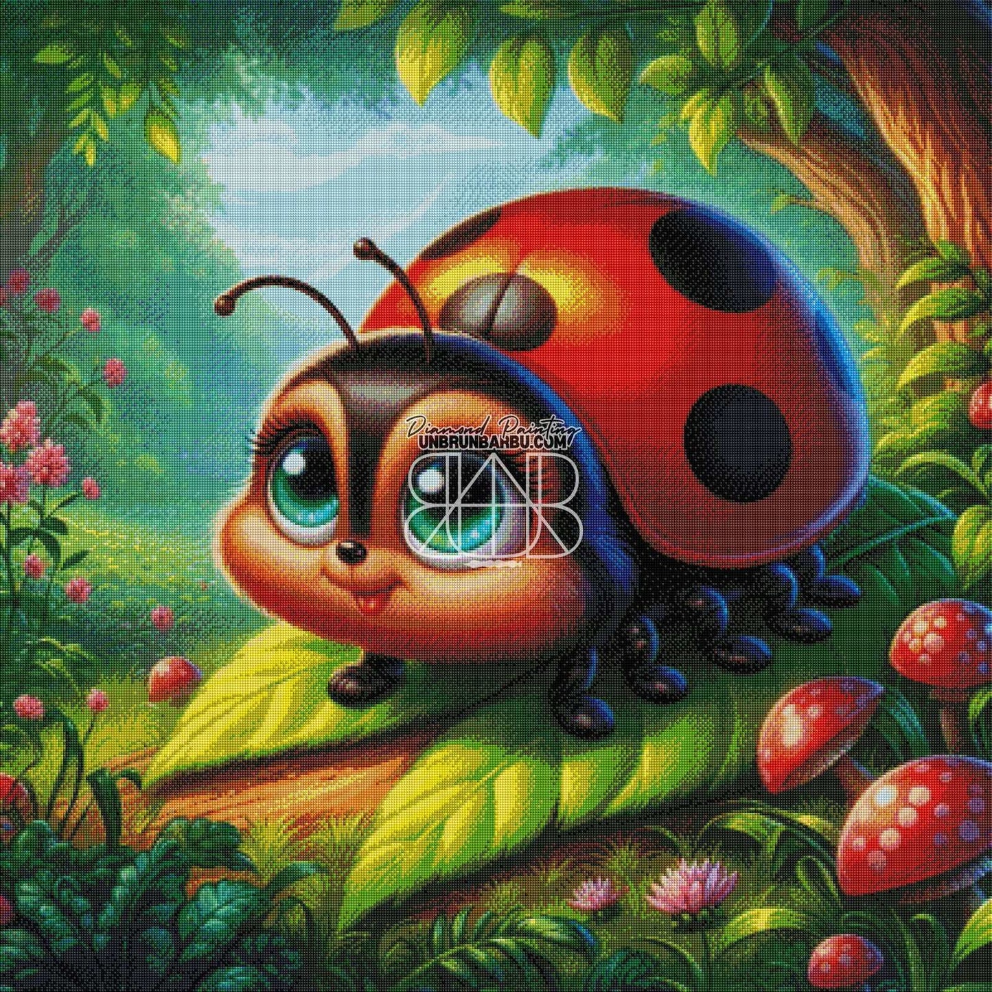 Coccinelle Enchantée une Forêt Magique (100cm x 100cm) - UnBrunBarbu