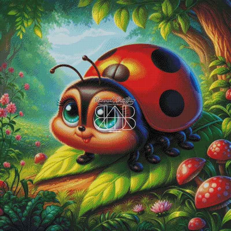 Coccinelle Enchantée une Forêt Magique (100cm x 100cm) - UnBrunBarbu