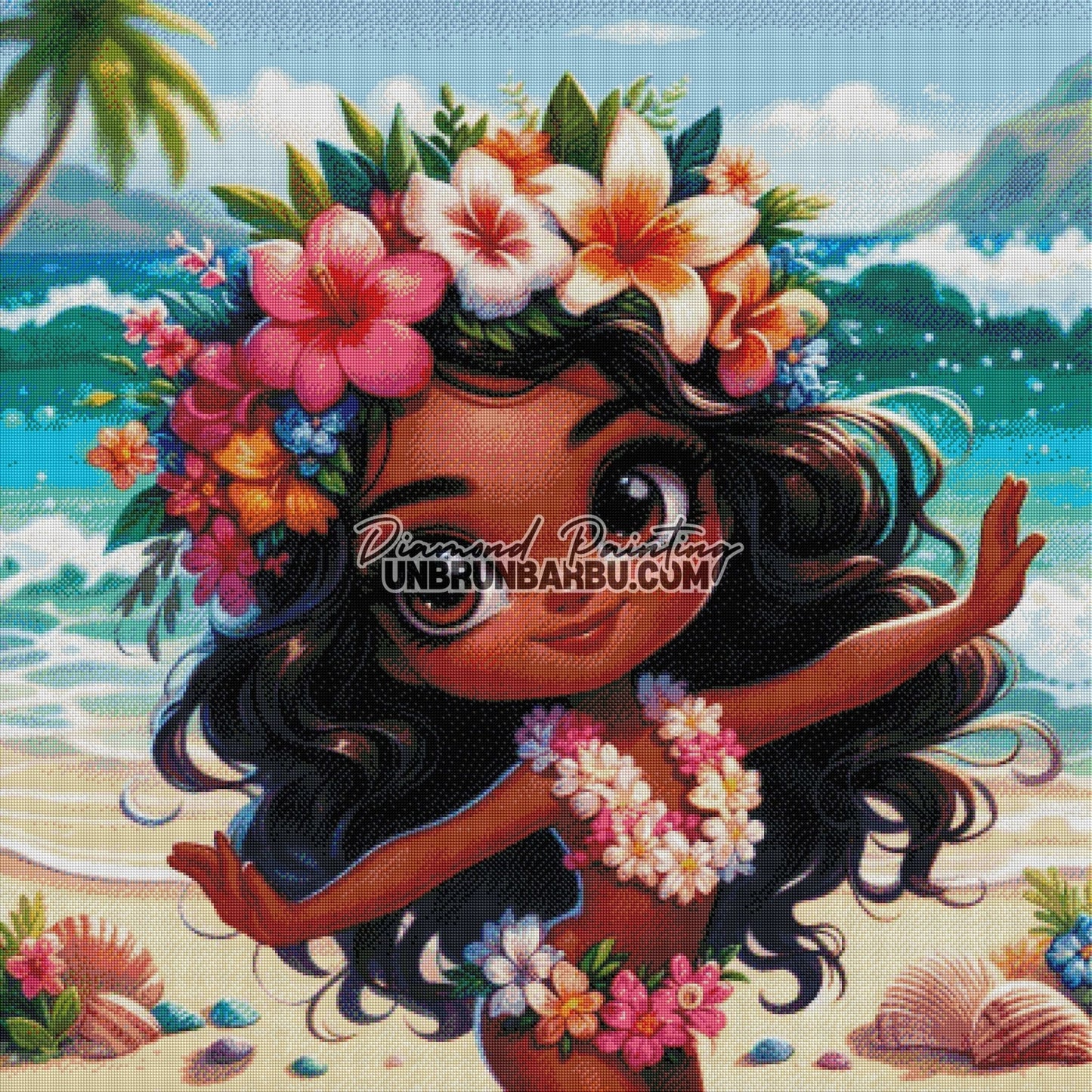 Danse des Fleurs sur le Rivage (100cm x 100cm) - UnBrunBarbu