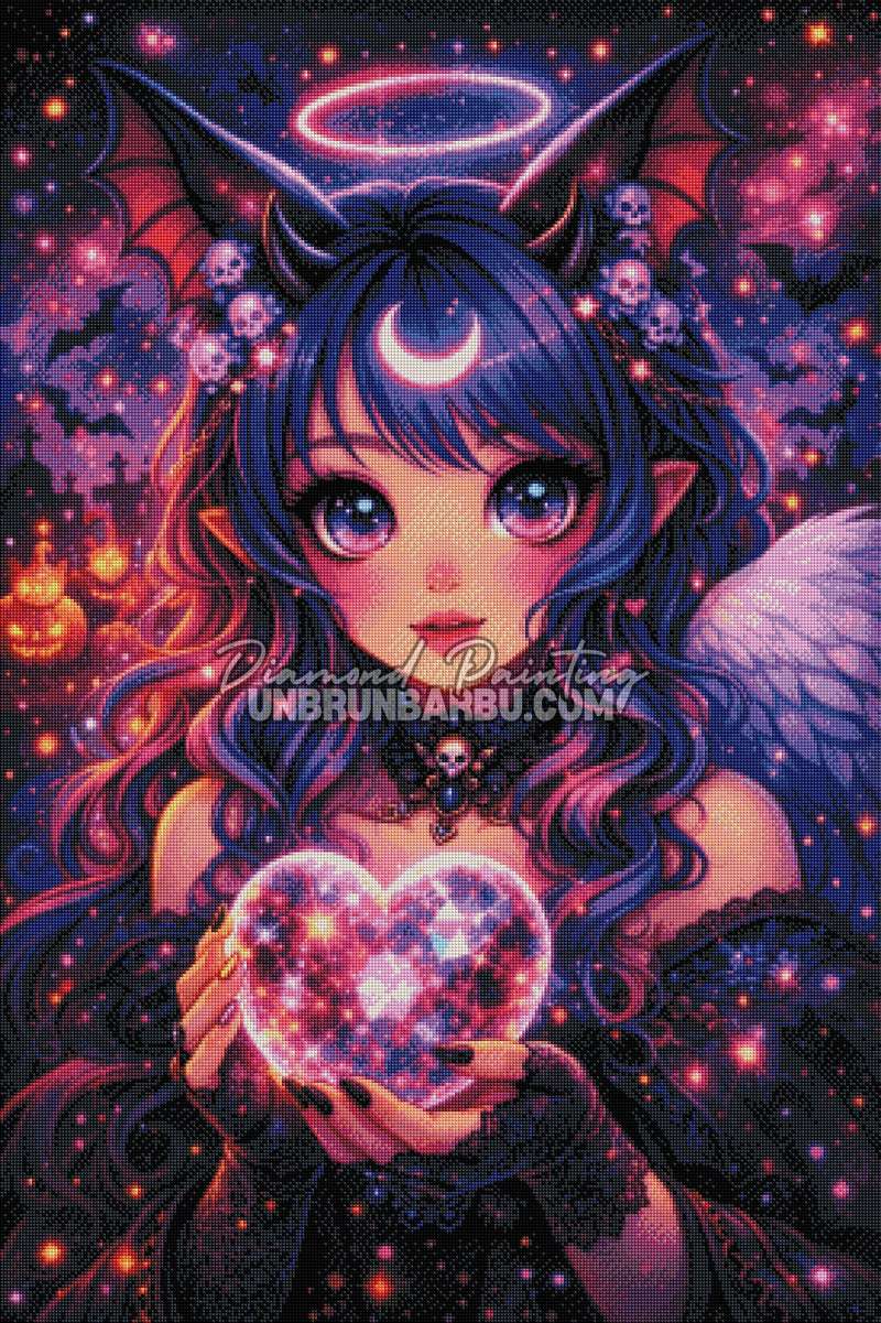 rendu diamond painting ange demon galaxie diamant