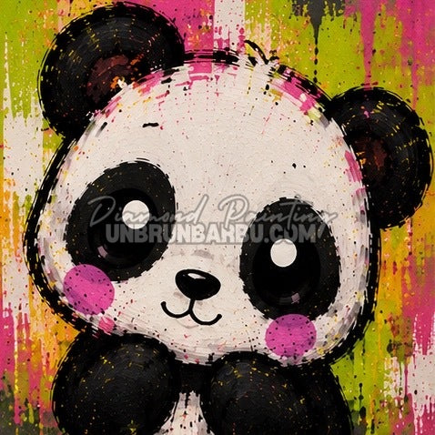 Diamond Painting panda noir et blanc aux joues roses 30x30 cm du kit Medium Animaux N°3