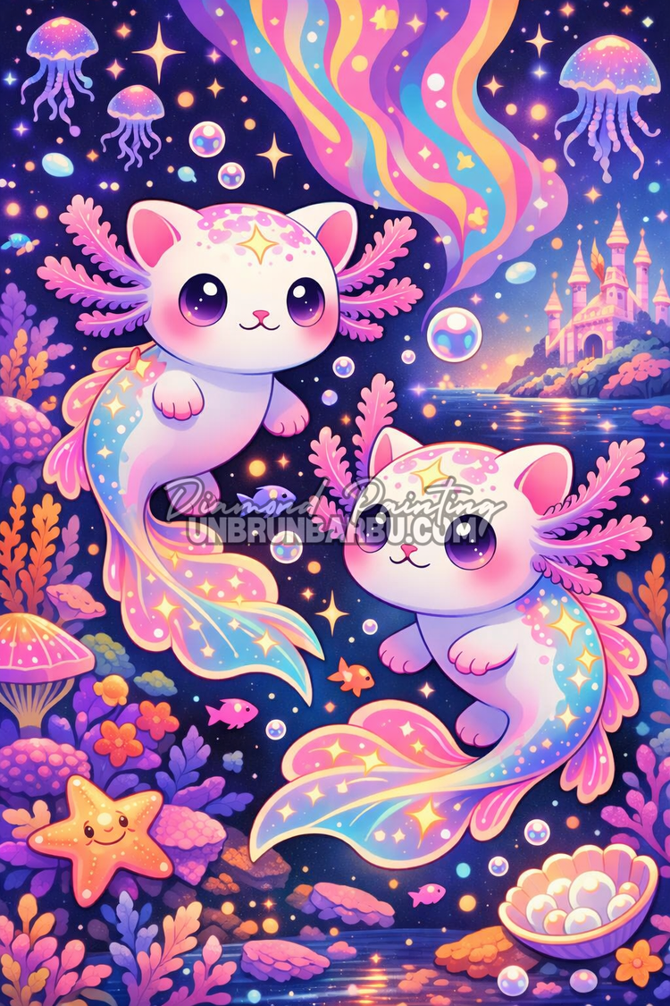 illustration diamond painting axolotl kawaii marin